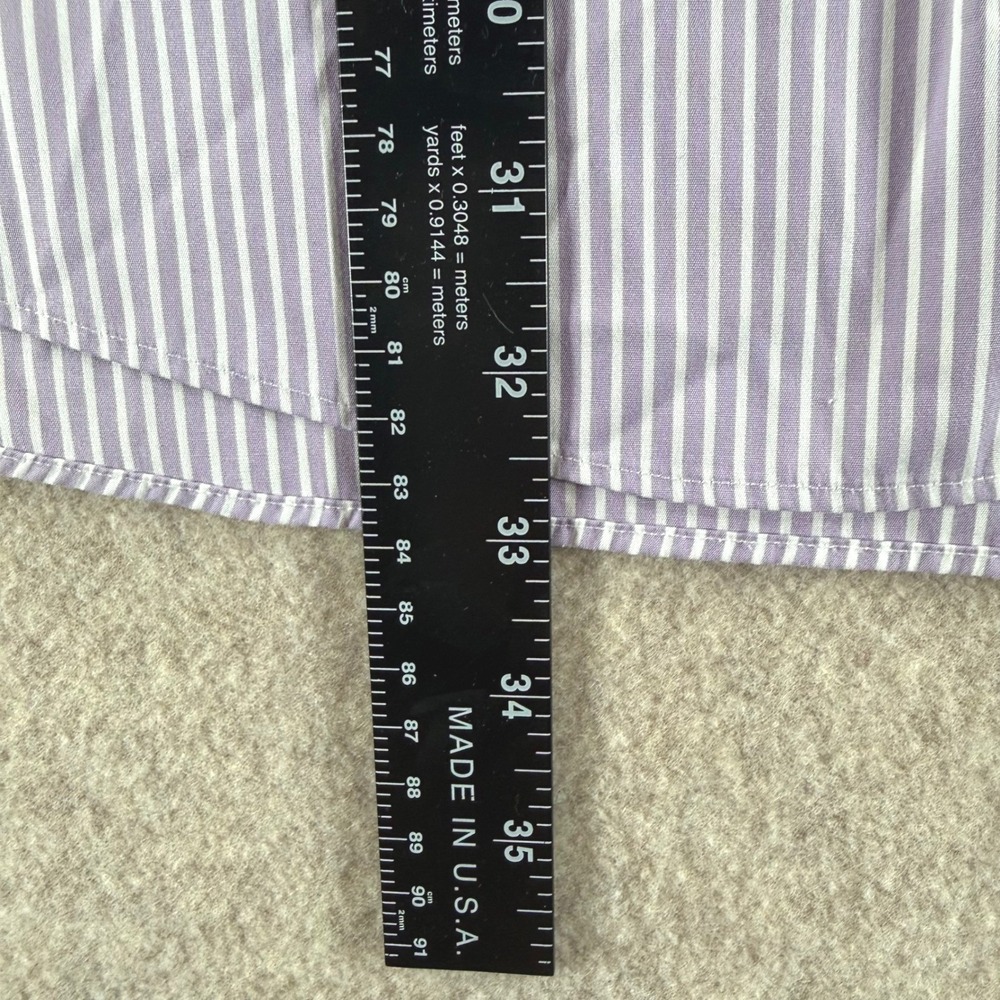 Jos. A. Bank 17.5-34 Traveler's Collection Button Down Striped Purple White - Picture 5 of 6
